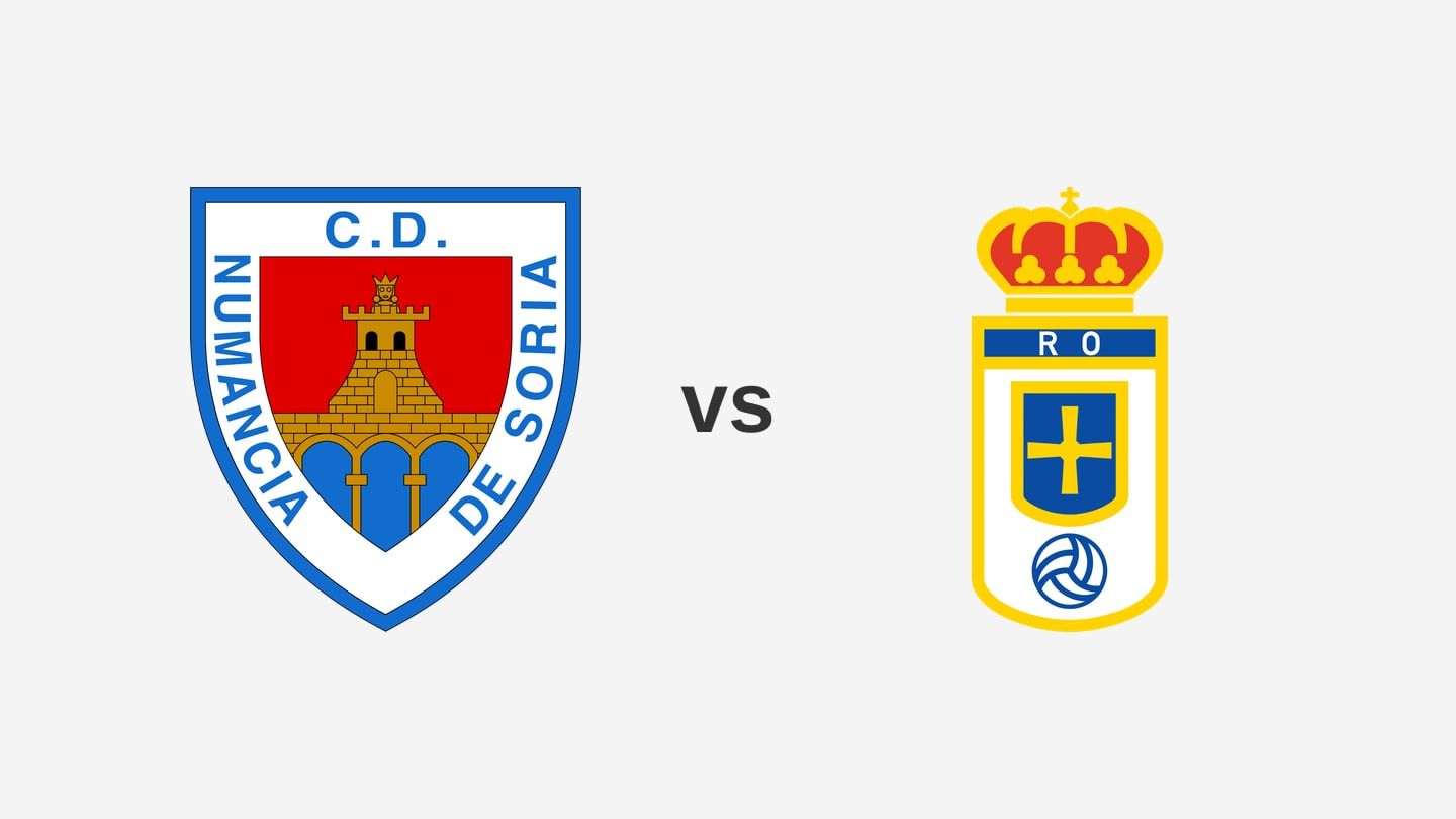 The Numancia and Real Oviedo team logos side by side