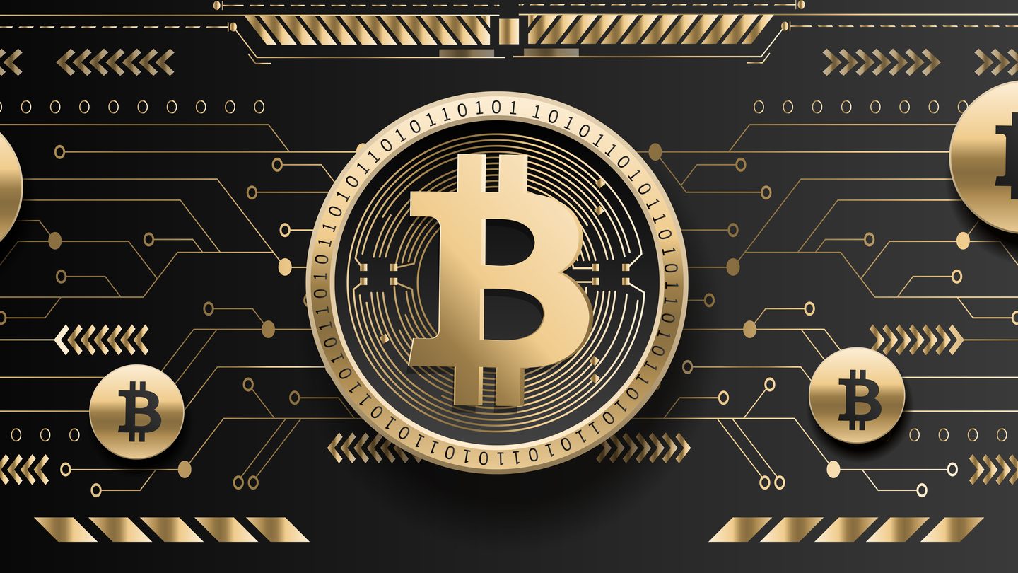 Gold-coloured physical bitcoin tokens