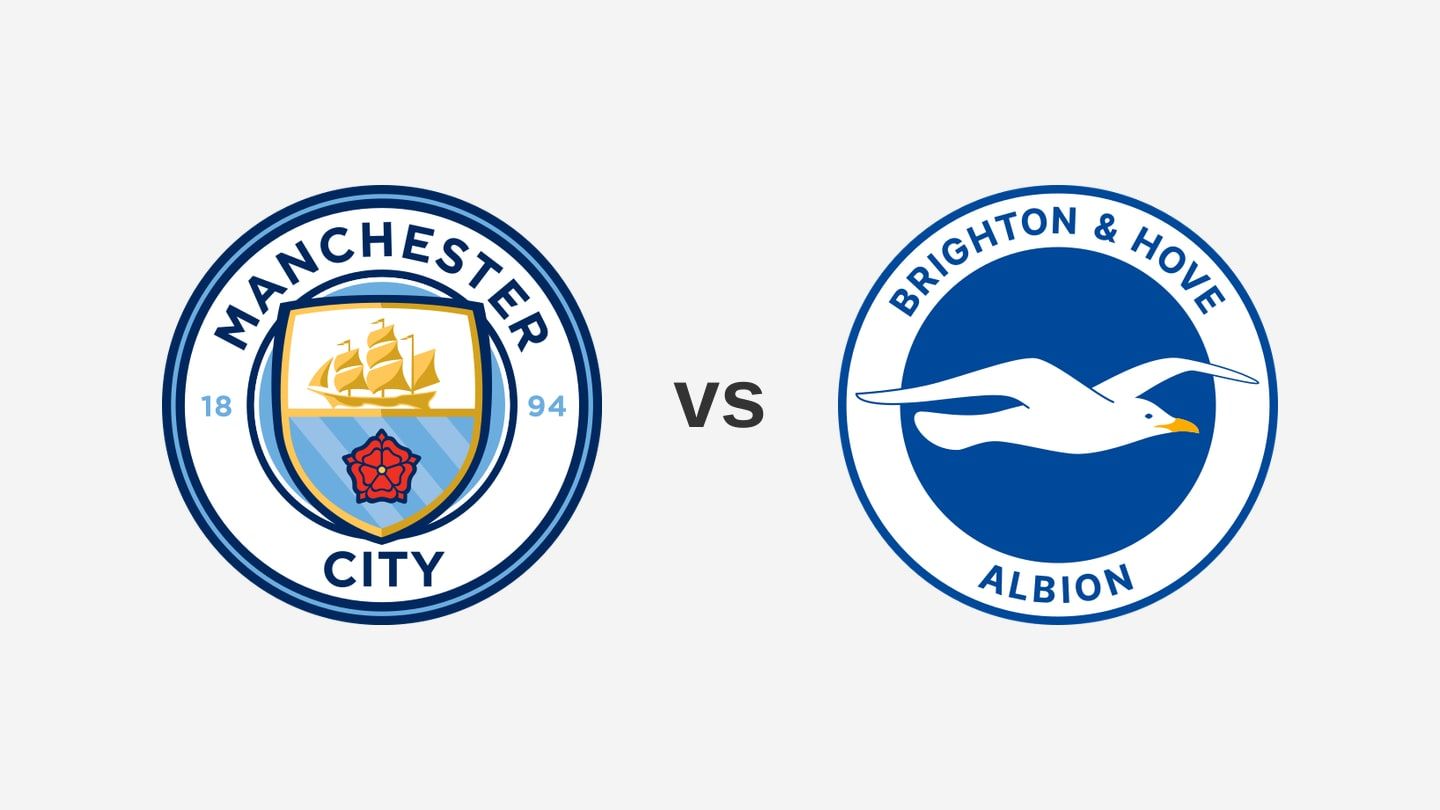 The Manchester City and Brighton & Hove Albion team logos side by side