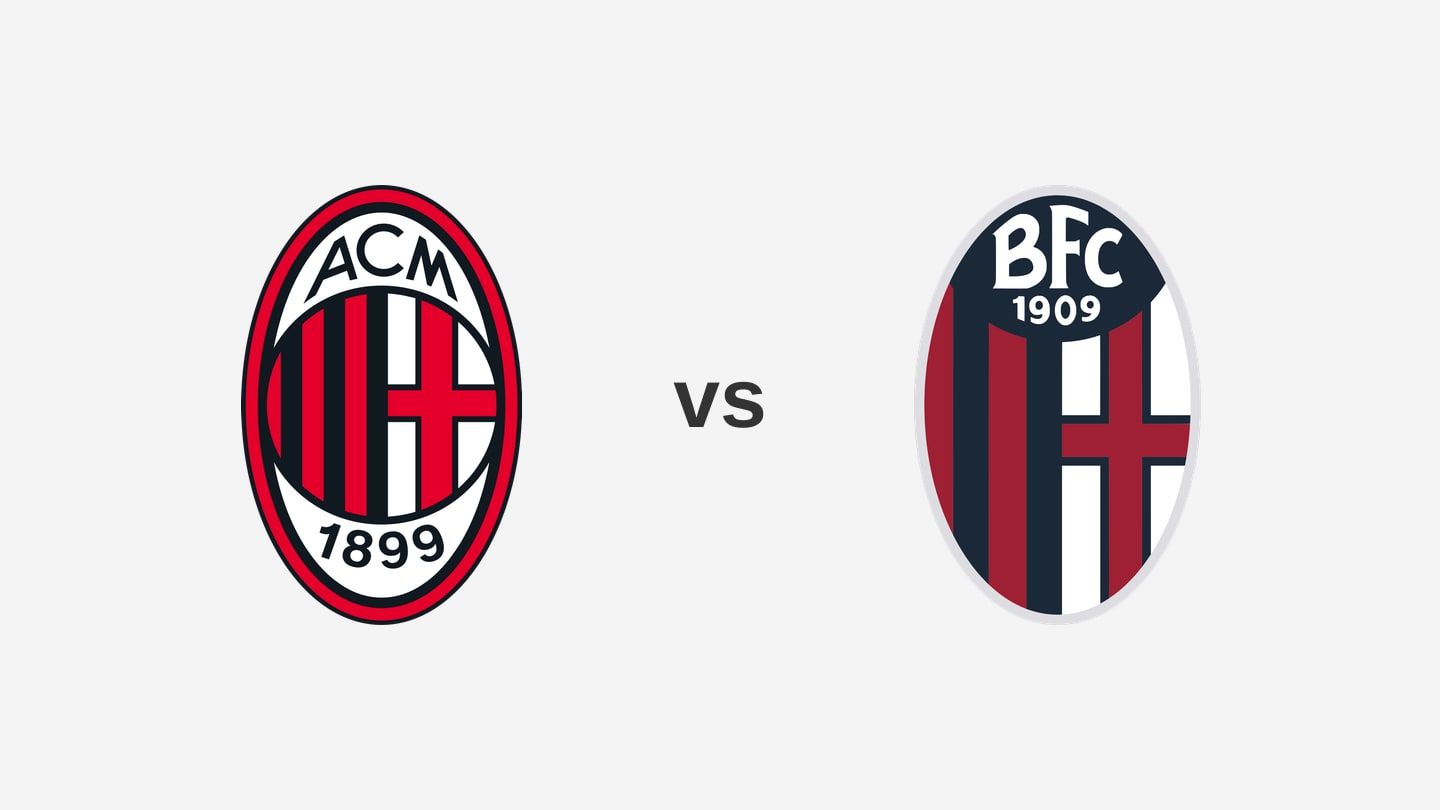 The AC Milan and Bologna team logos side by side