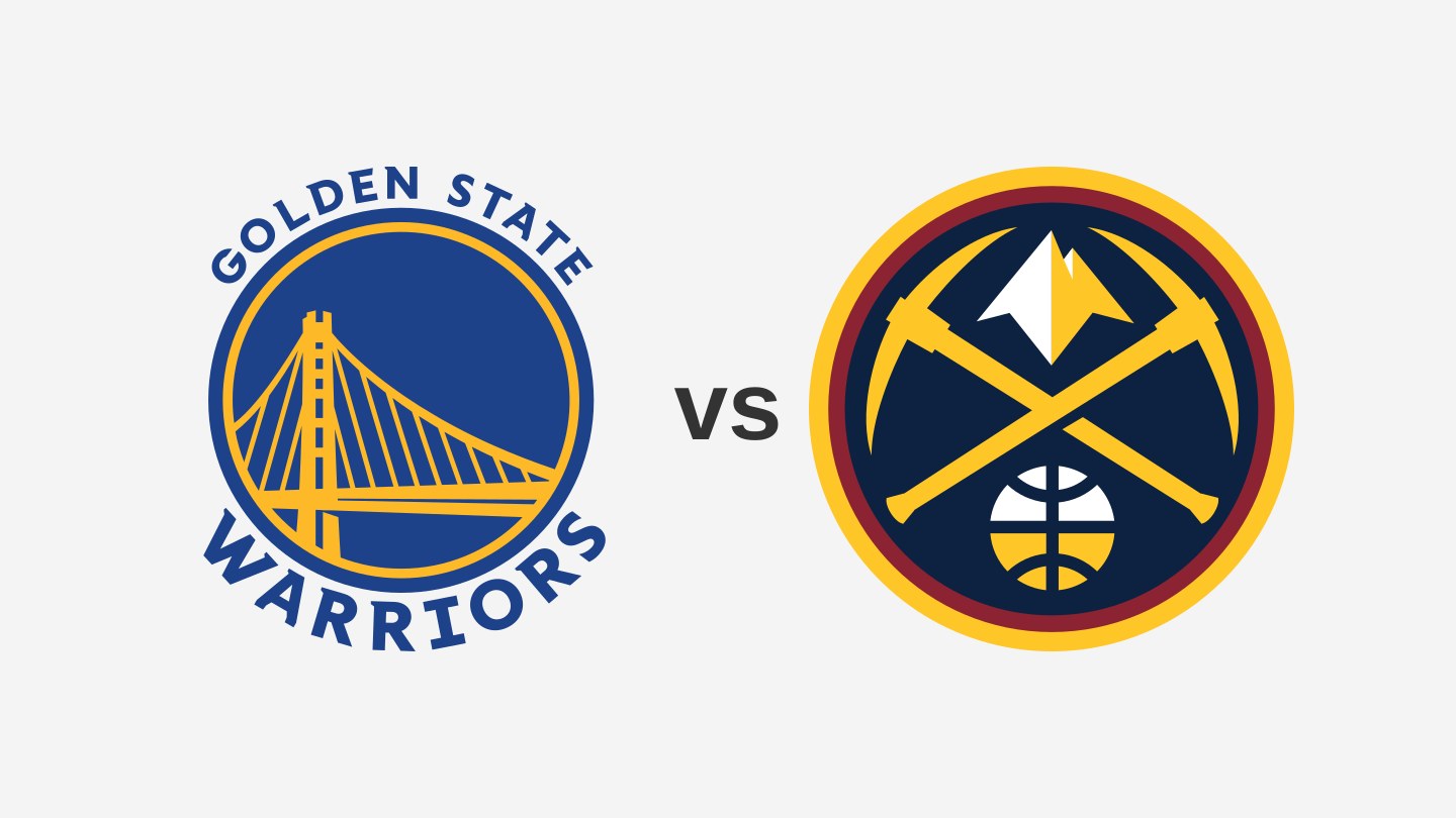 The Golden State Warriors and Denver Nuggets team logos side by side